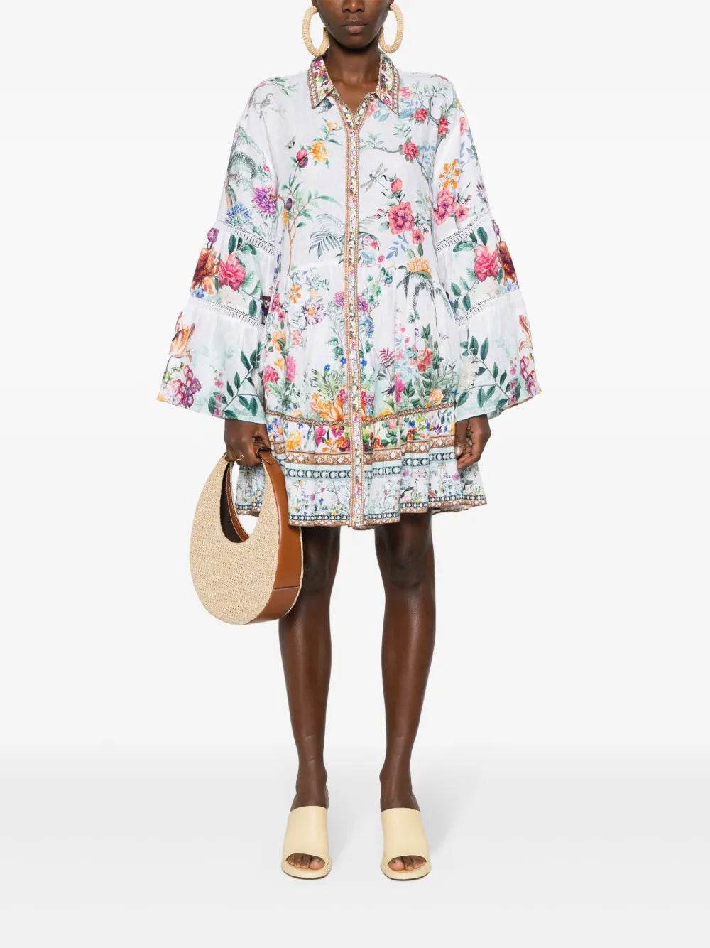 Plumes And Parterres-Print Mini Dress