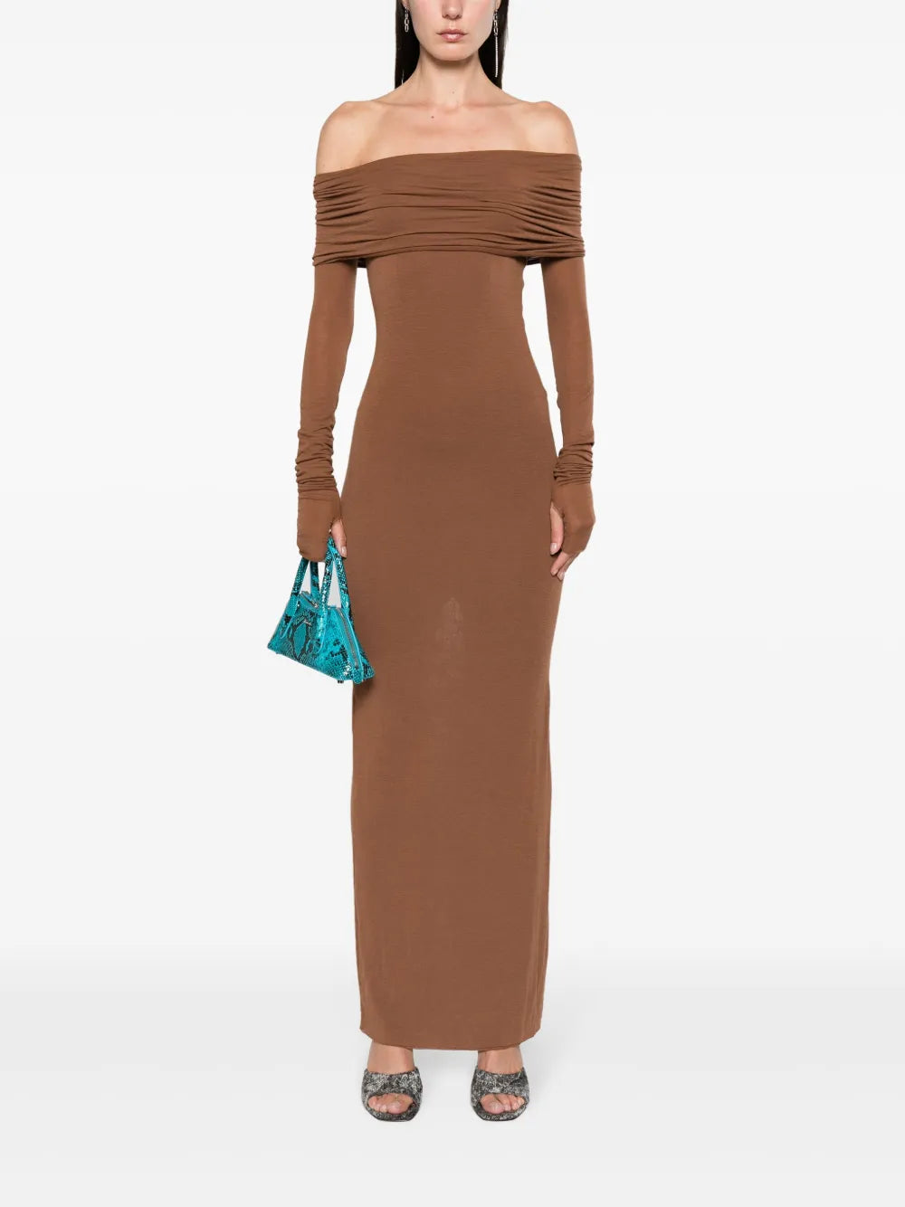 Off-Shoulder Fine-Knit Dress