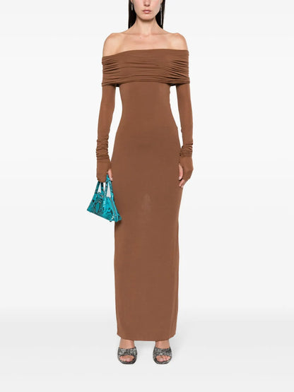 Off-Shoulder Fine-Knit Dress