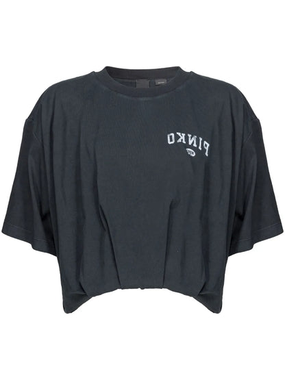 Cropped Logo-Print Jersey Shirt