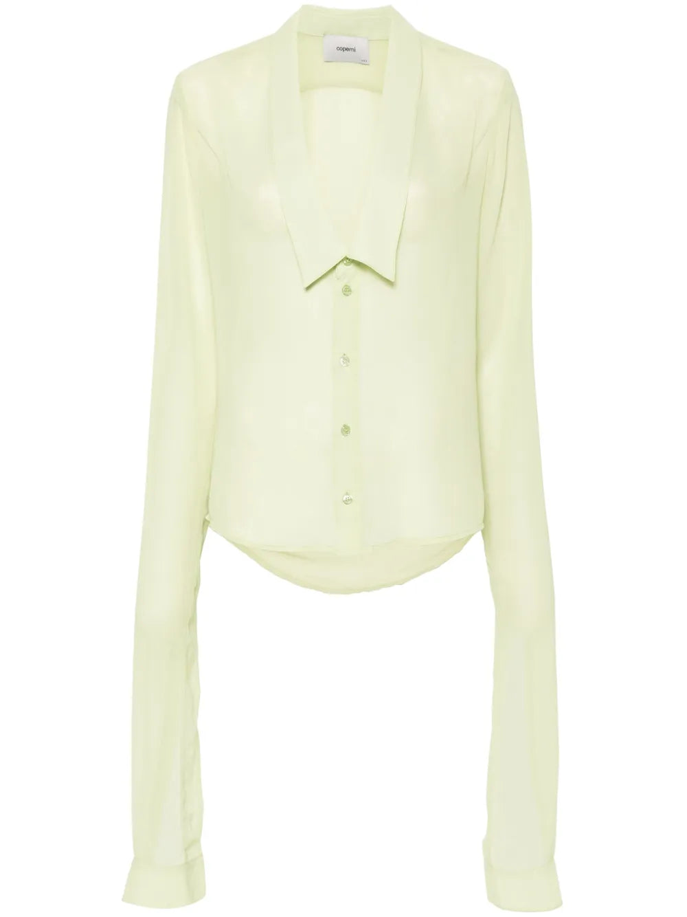Semi-Sheer Open-Collar Shirt