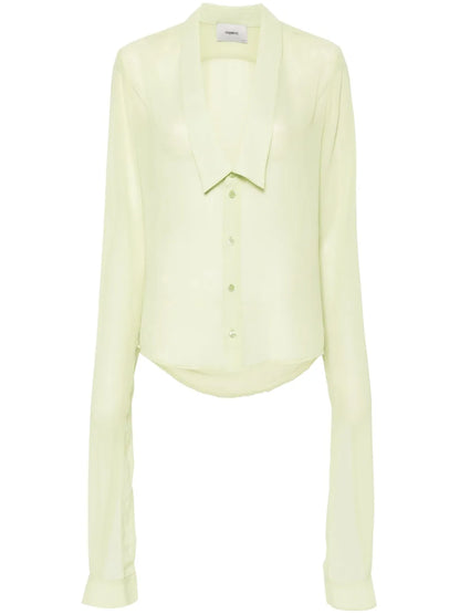 Semi-Sheer Open-Collar Shirt