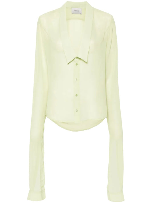 Semi-Sheer Open-Collar Shirt