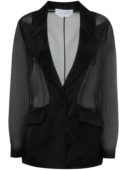 Semi-Sheer Single-Breasted Silk Blazer