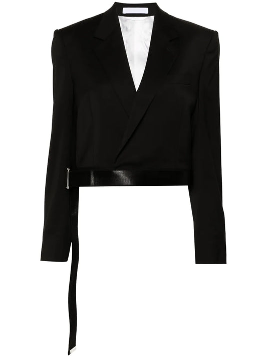 Wrap Cropped Wool Blazer
