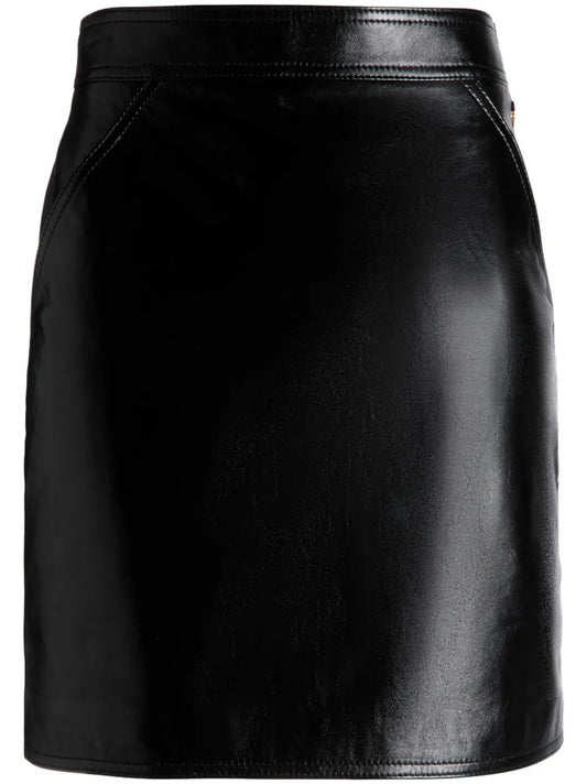 High-Waisted Leather Skirt