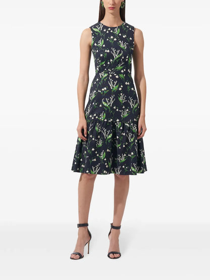 Floral-Print Silk Midi Dress