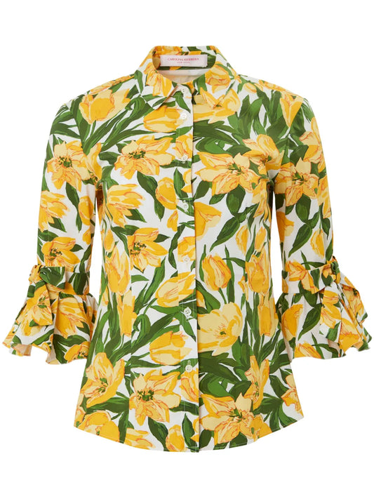 Tulip-Print Cotton Shirt