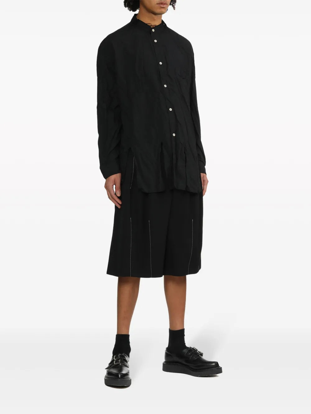 Frayed Asymmetric-Hem Shirt