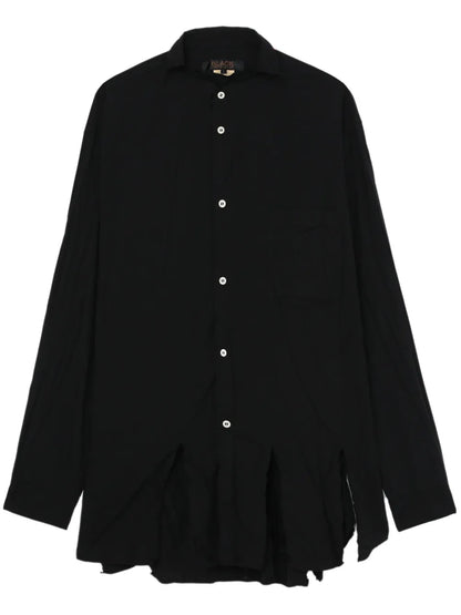 Frayed Asymmetric-Hem Shirt