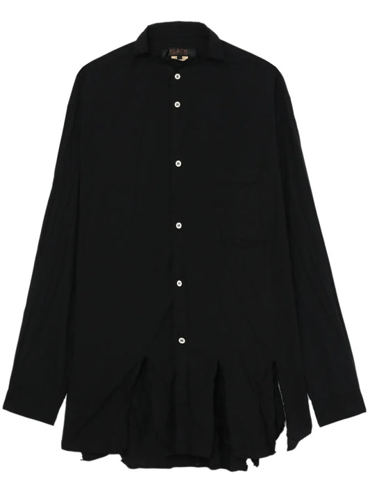 Frayed Asymmetric-Hem Shirt