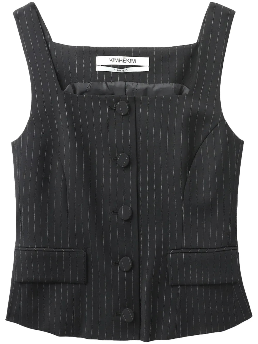 Pinstripe-Pattern Corset-Style Top