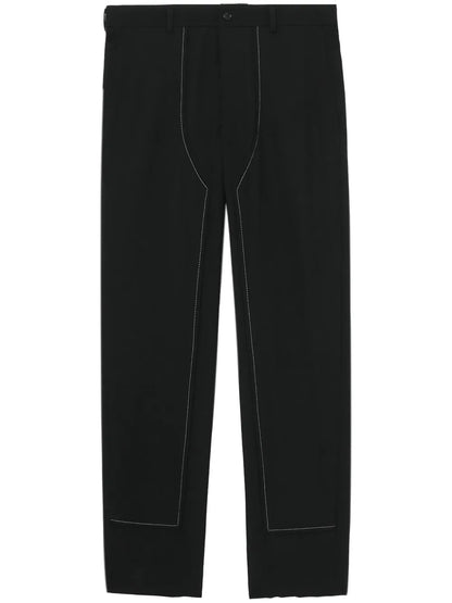 Decorative-Stitching Straight-Leg Trousers