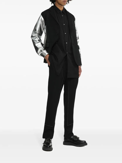 Decorative-Stitching Straight-Leg Trousers