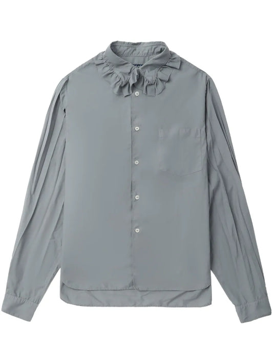 Ruffle-Collar Wide-Sleeve Shirt