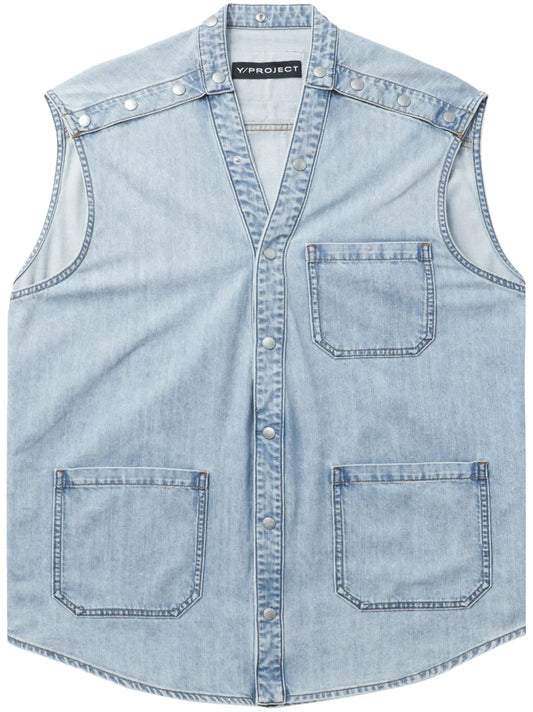 Patch Pocket Detailing Denim Vest
