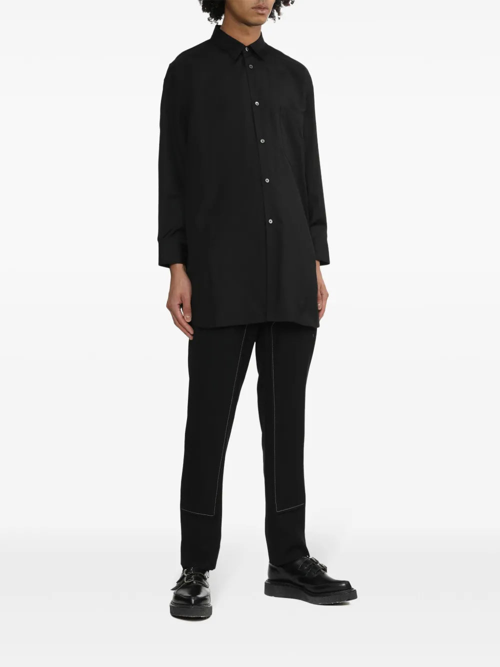 Satin-Panelled Cotton Shirt