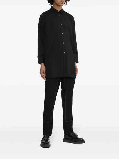 Satin-Panelled Cotton Shirt