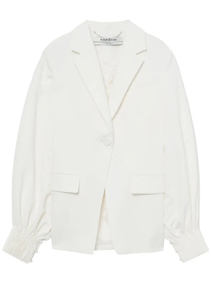 Single-Button Gathered-Sleeve Jacket