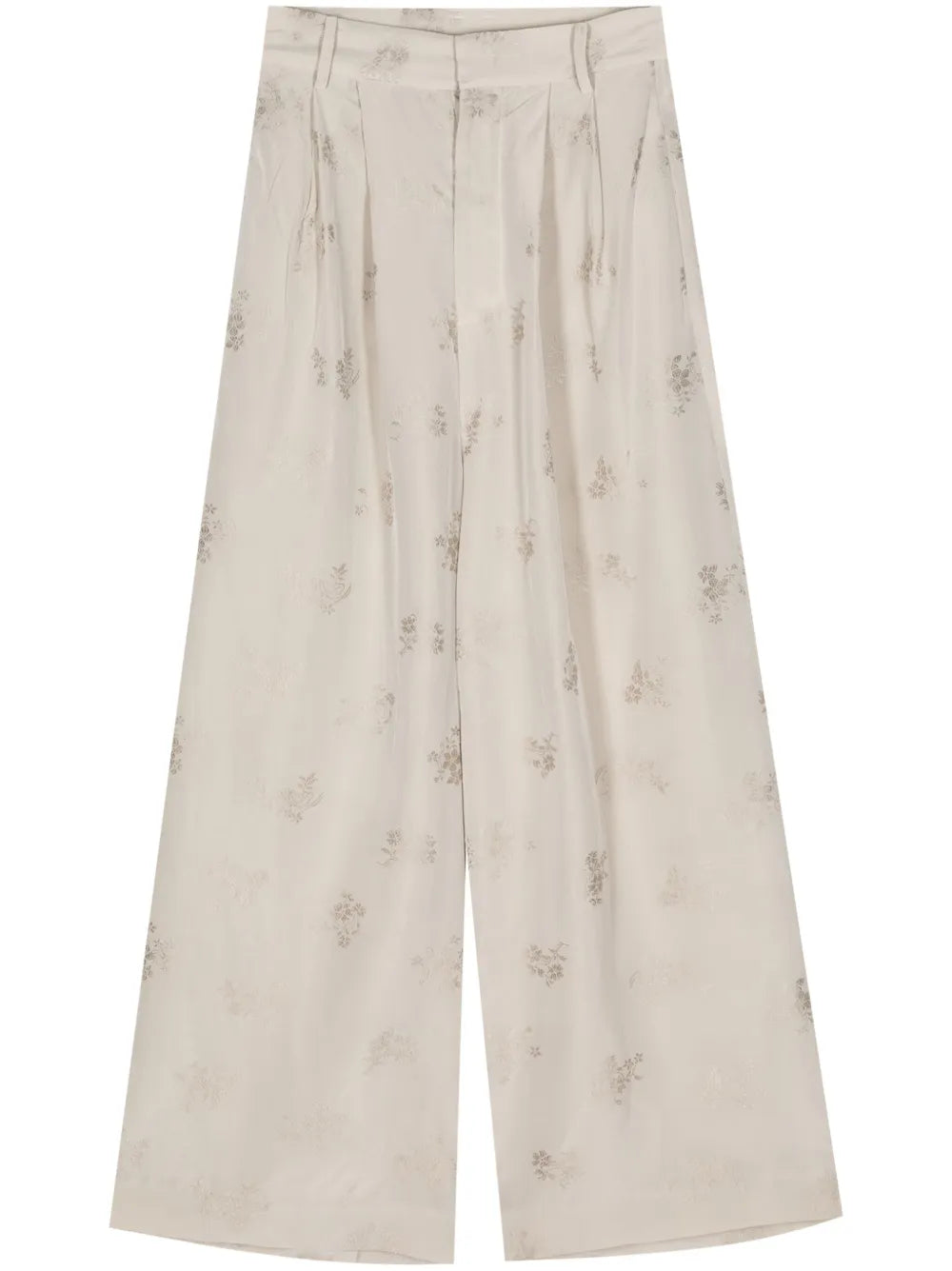 Floral Jacquard Wide-Leg Trousers