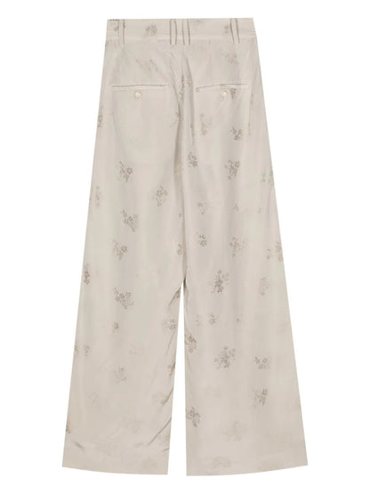 Floral Jacquard Wide-Leg Trousers