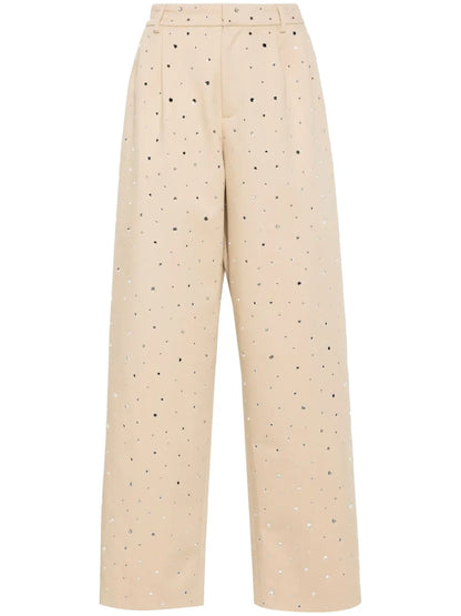 Rhinestone-Embellishment Straight Trousers