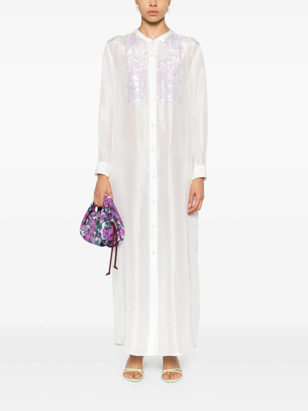 Paillette-Embellished Shirt Dress