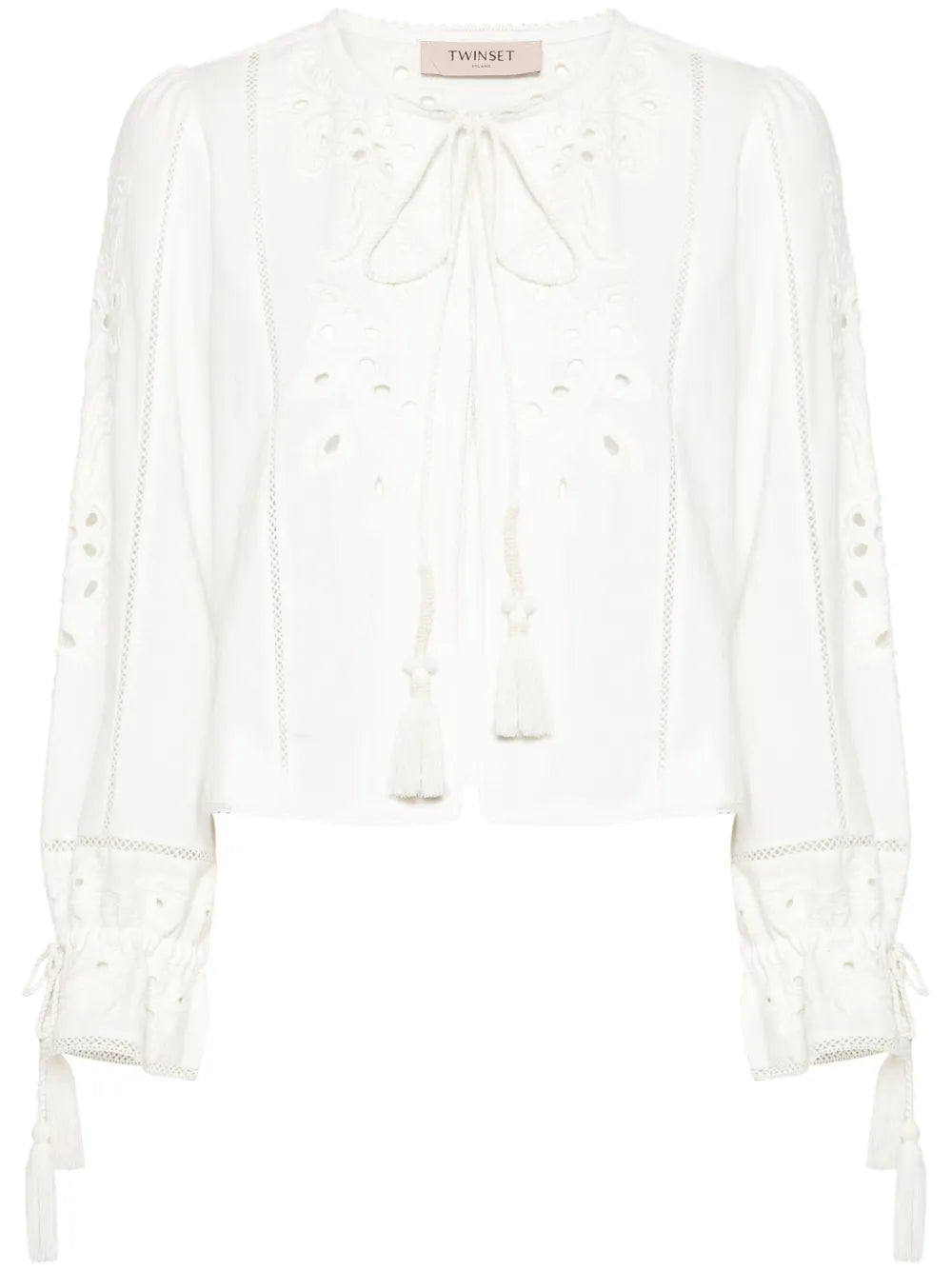 Embroidered Hook-Eye Blouse