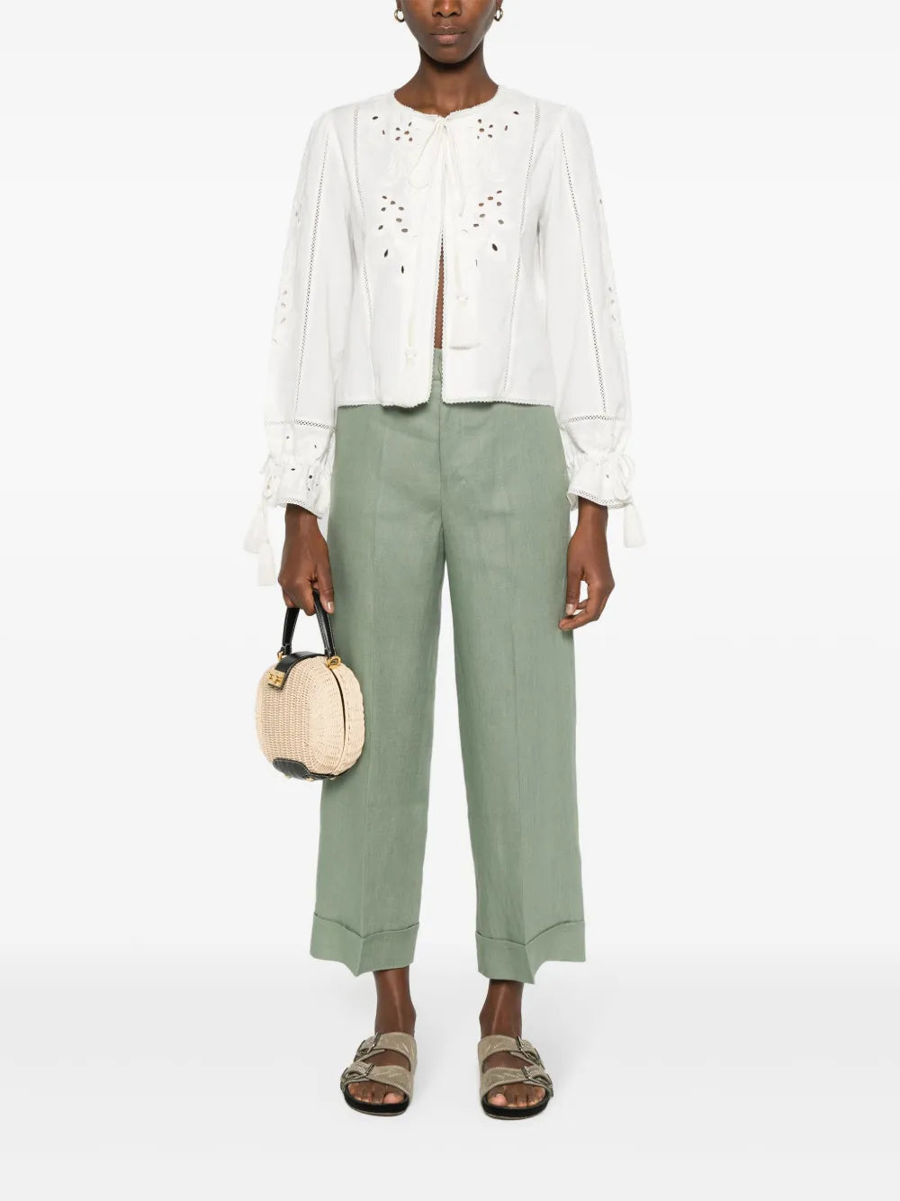 Embroidered Hook-Eye Blouse
