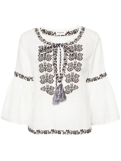 Ciclone Floral-Embroidered Blouse
