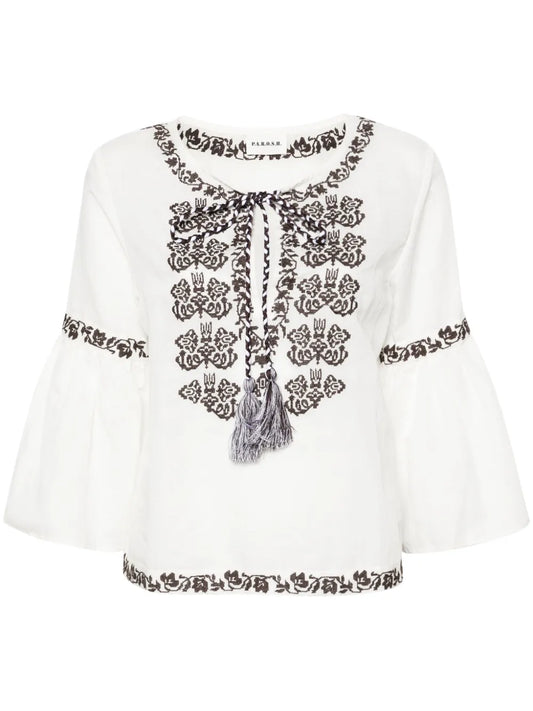 Ciclone Floral-Embroidered Blouse