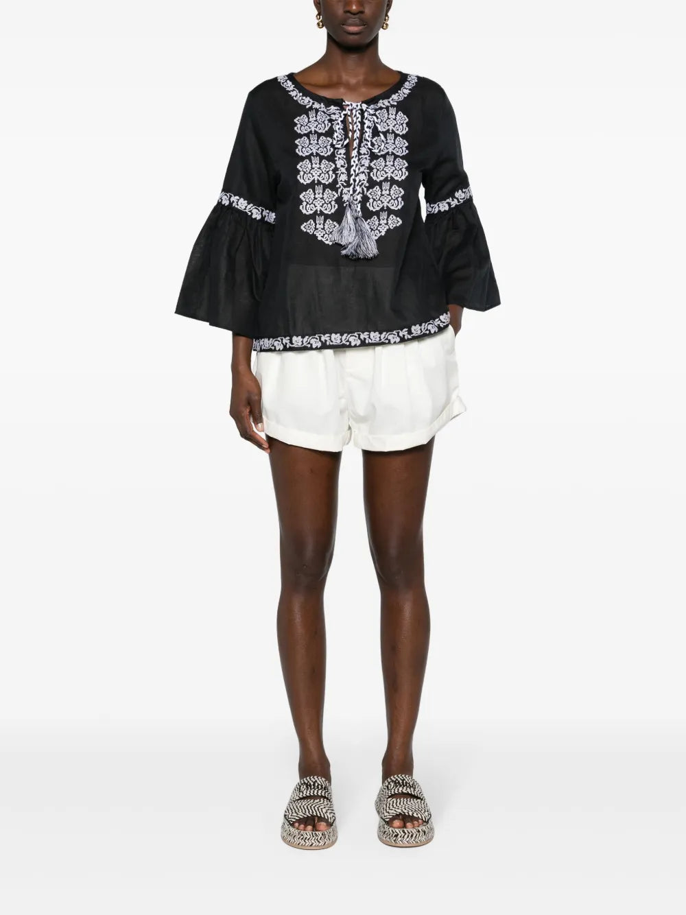Ciclone Floral-Embroidered Blouse