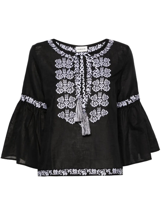Ciclone Floral-Embroidered Blouse