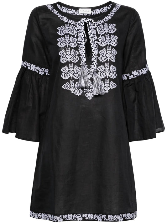 Ciclone Floral-Embroidered Minidress