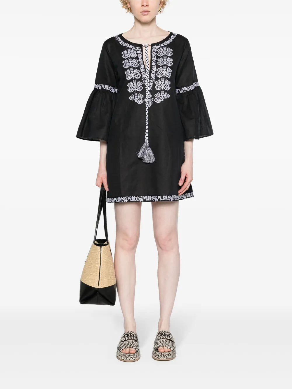 Ciclone Floral-Embroidered Minidress