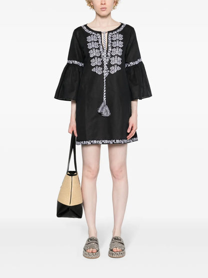 Ciclone Floral-Embroidered Minidress