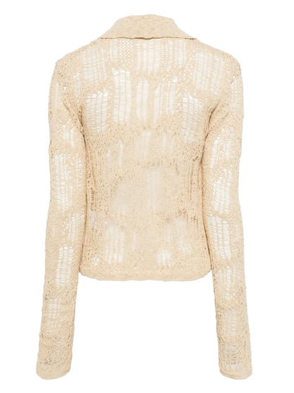 Distressed Open-Knit Cardigan