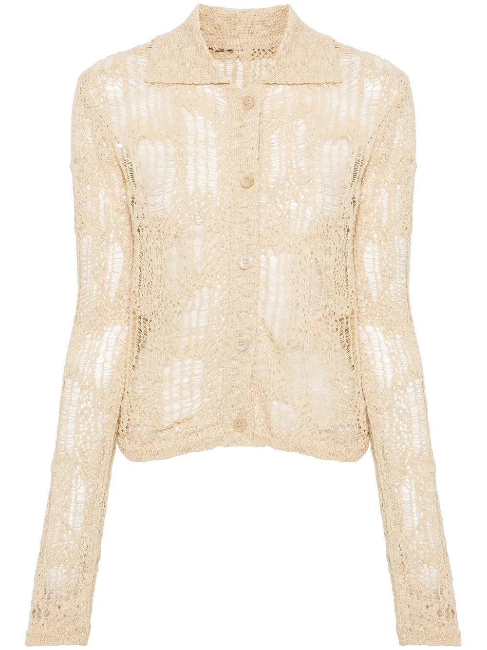 Distressed Open-Knit Cardigan