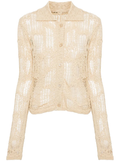 Distressed Open-Knit Cardigan