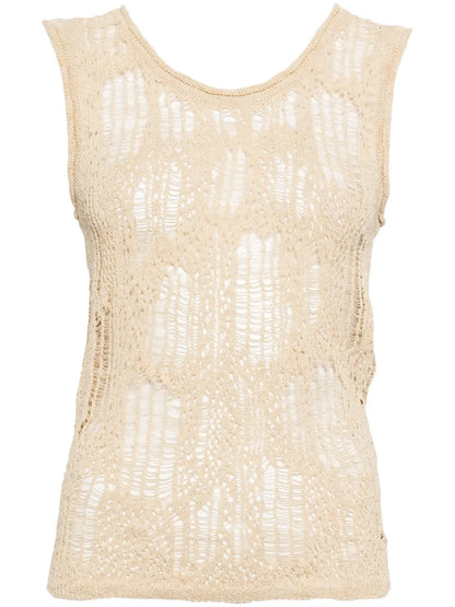 Distressed Open-Knit Top