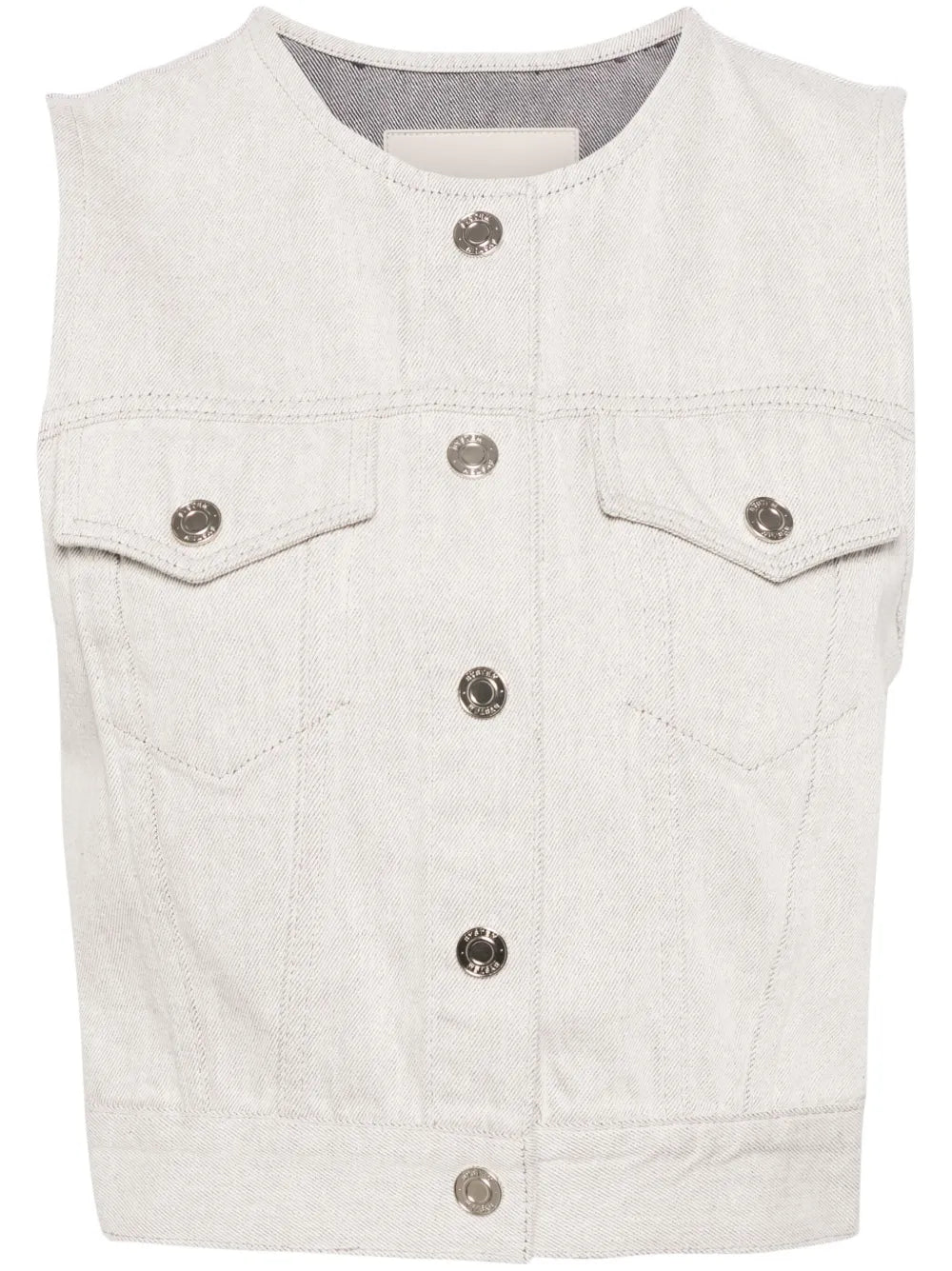 Collarless Denim Vest