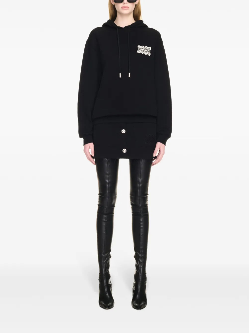 Lace Logo Appliqué Cotton Hoodie