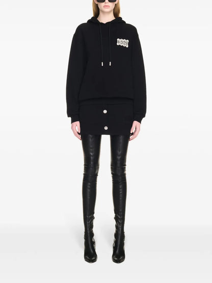 Lace Logo Appliqué Cotton Hoodie