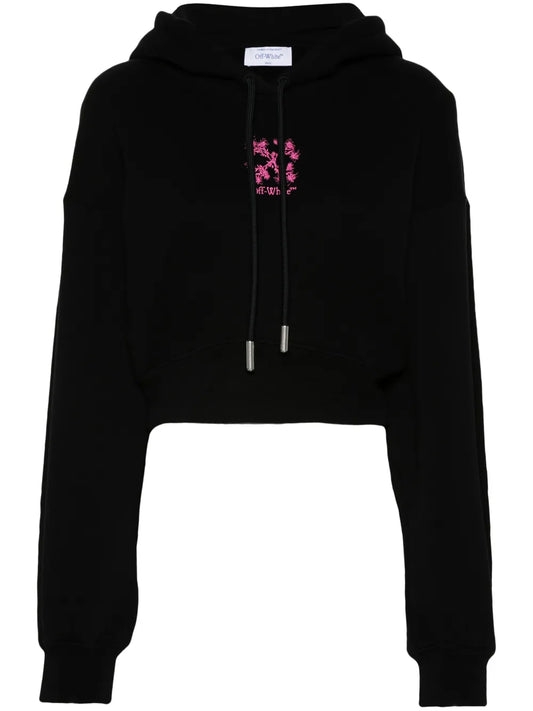Arrows-Embroidered Cropped Hoodie