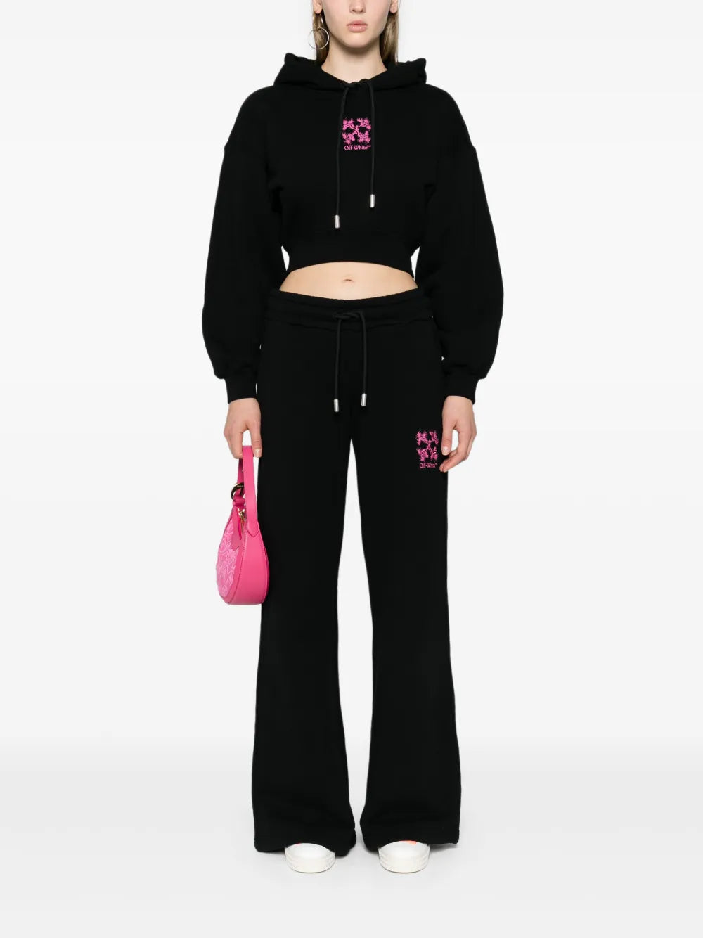 Arrows-Embroidered Cropped Hoodie