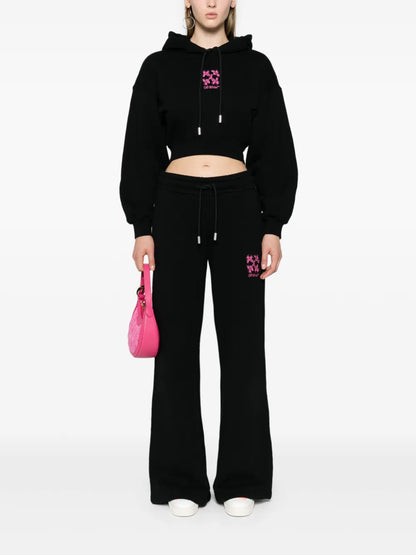 Arrows-Embroidered Cropped Hoodie