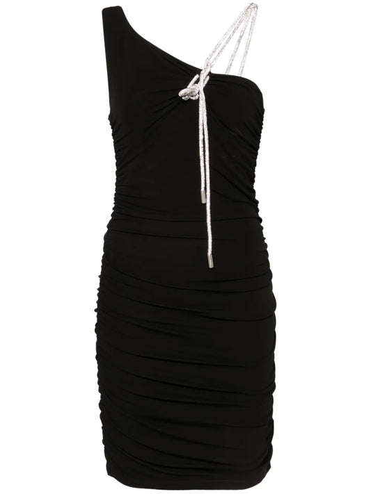 Asymmetric Crepe Mini Dress