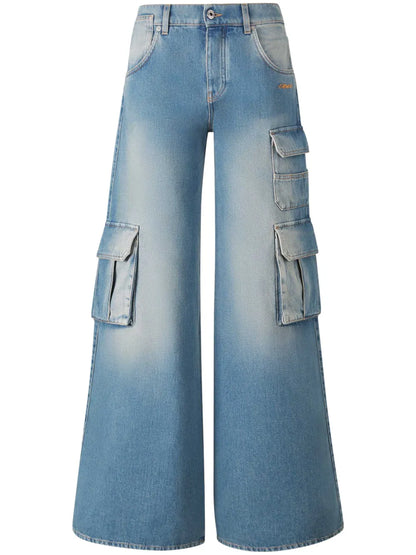 Logo-Embroidered Cargo Jeans