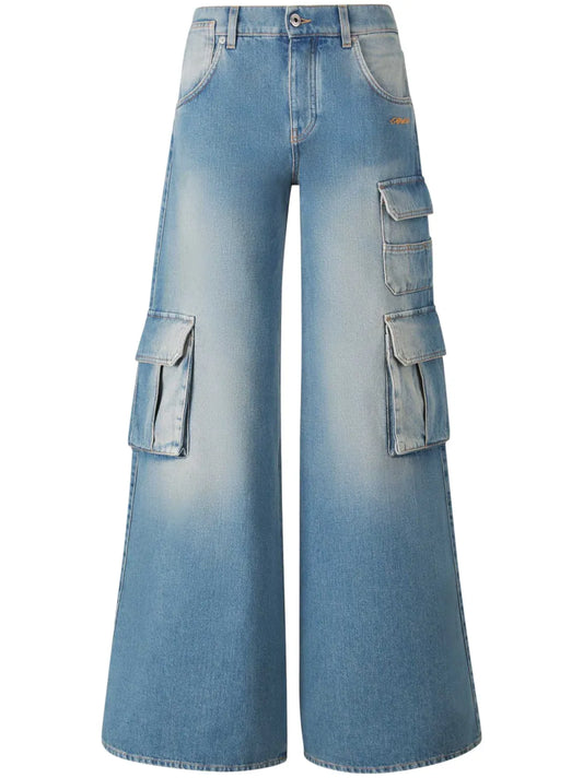Logo-Embroidered Cargo Jeans