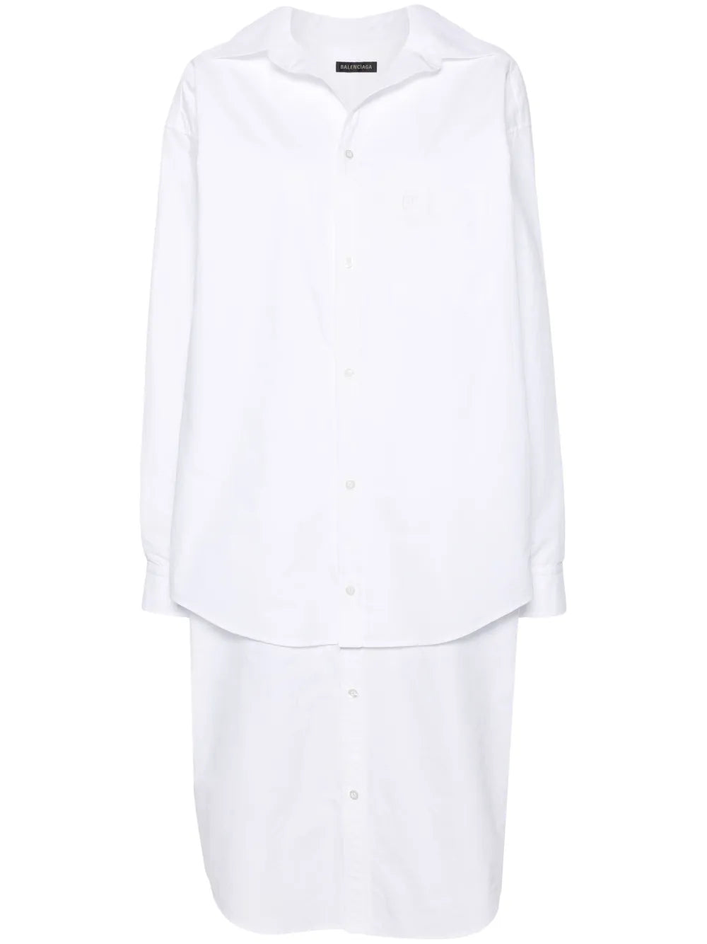 Embroidered-Logo Layered Shirt Dress